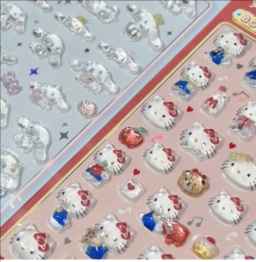 サンリオ 3D立体エンボス デコシール｜シナモロール・マイメロディ｜カートゥーン スマホ用装飾ステッカー