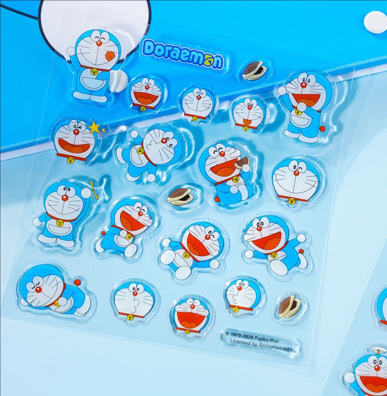 ドラえもん 3D立体クリスタルシールセット｜滴胶（エポキシ）加工｜透明 水晶風｜キッズ向け 手作りDIYステッカー