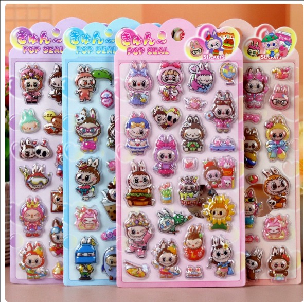 LABUBU  3D立体エンボスシール｜可愛いキャラクター｜女の子向け スマホケース・水筒DIY デコステッカー