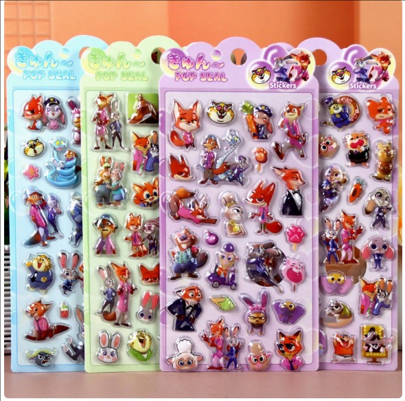 ズートピア 風 3D立体シール｜アニマルカートゥーン｜ポップで可愛い デコレーションステッカー