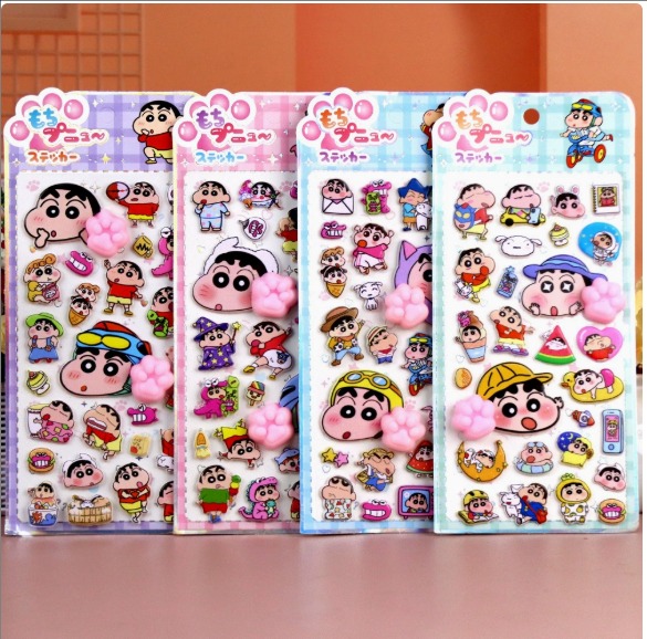 クレヨンしんちゃん 風 3D立体シール｜ゆるかわレトロ カートゥーン｜  ぷにぷに解圧シール｜猫の肉球＆おしりデザイン｜3D立体エンボス｜ベビー・キッズ向け 捏捏楽ステッカー