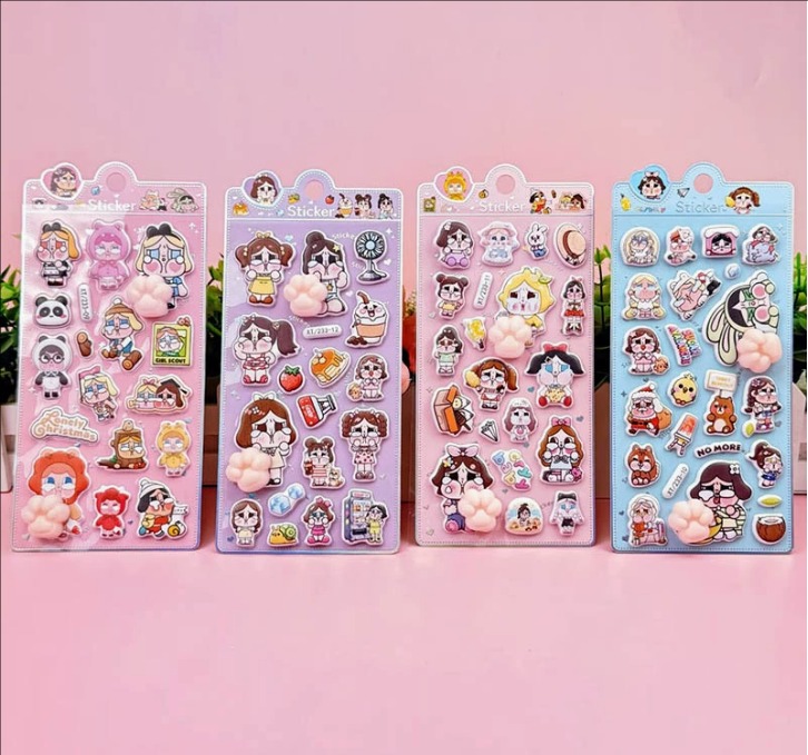 ぷにぷに 泣き顔ベビー風 3D立体シール  ぷにぷに解圧シール｜猫の肉球＆おしりデザイン｜3D立体エンボス｜ベビー・キッズ向け 捏捏楽ステッカー