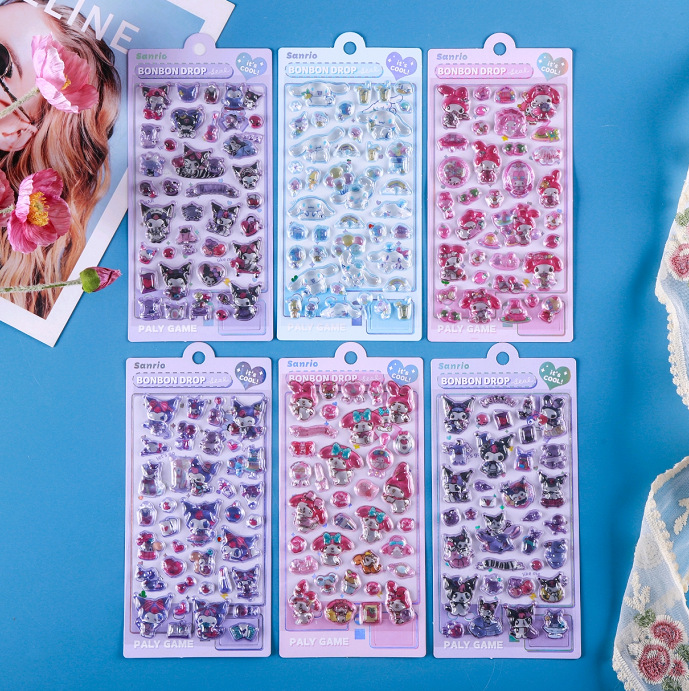 【大量在庫】新作 サンリオ系 シール 3D 手帳用 貼り付け 立体  ステッカー 子供 DIY用 手芸用品 贈り物　ぶくぶく