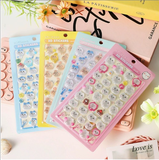 ちいかわ 立体クリスタルステッカー｜うさぎ・ハチワレ・ちいかわ キャラクターシール・ぷっくりシール・実心タイプ