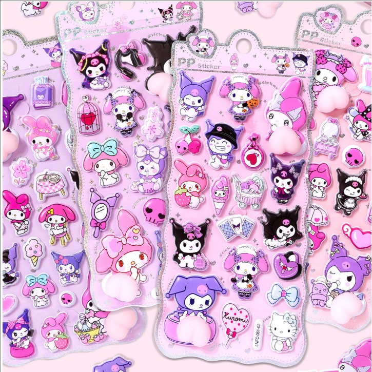 サンリオ ぷにぷにおしりシール 3D立体ステッカー｜スクイーズ風 かわいいデコ素材 女の子向け スマホケース装飾 解圧おもちゃ