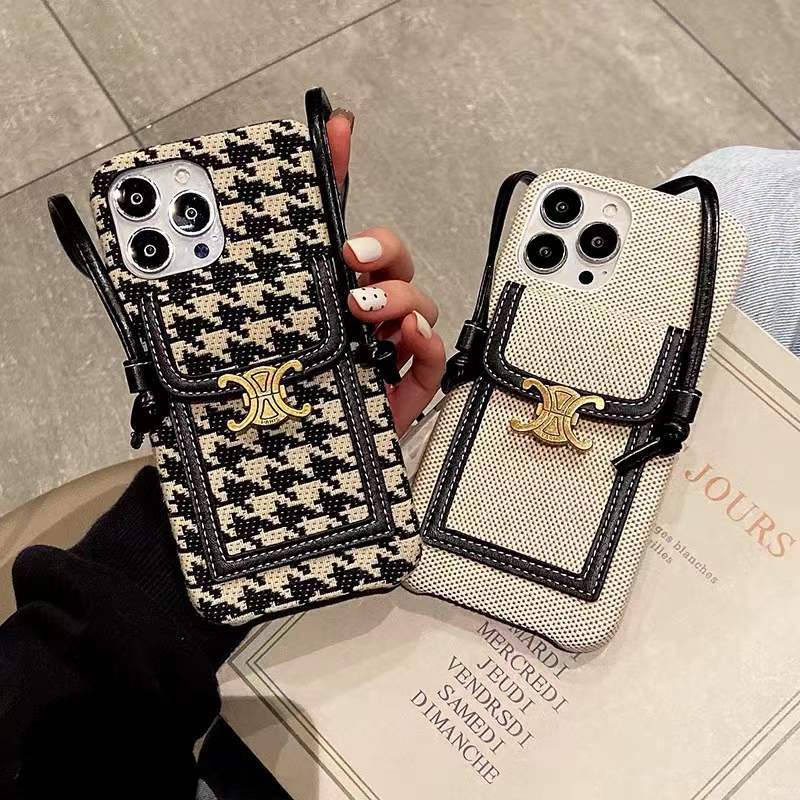 CELINE　スマホケース　携帯ケース　iphoneケース　アイフォンケース 　iPhone13　ショルダーベルト付き