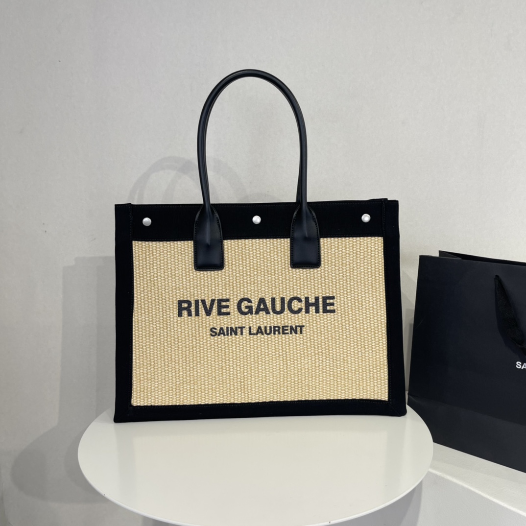 サンローラン Saint Laurent メンズ トートバッグ キャンバストート バッグ Rive Gauche Canvas Tote Bag Beige