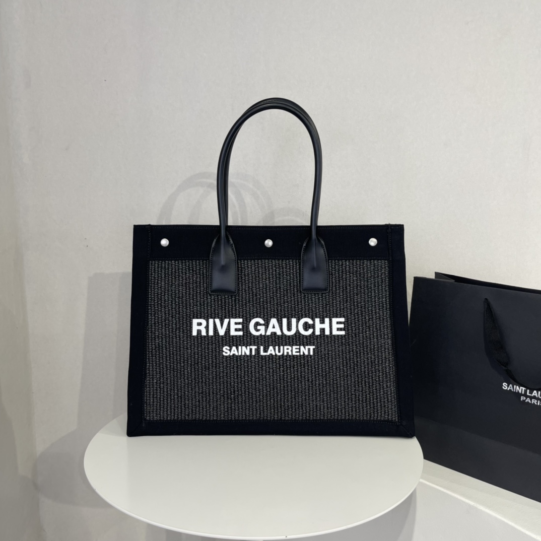 サンローラン Saint Laurent メンズ トートバッグ キャンバストート バッグ Rive Gauche Canvas Tote Bag Beige