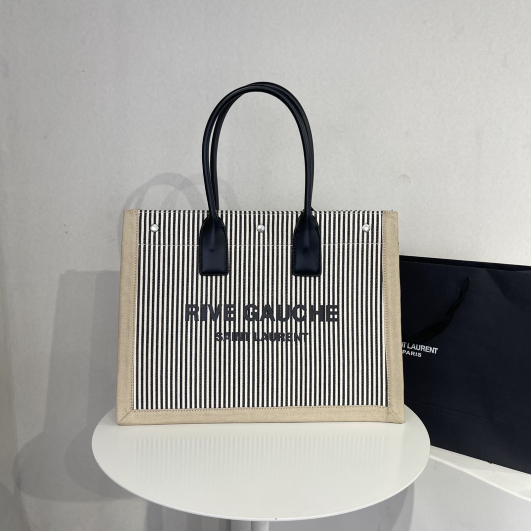 サンローラン Saint Laurent メンズ トートバッグ キャンバストート バッグ Rive Gauche Canvas Tote Bag Beige