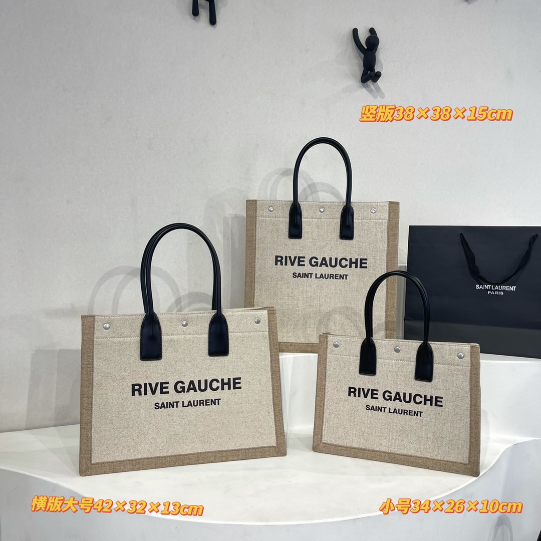 サンローラン Saint Laurent メンズ トートバッグ キャンバストート バッグ Rive Gauche Canvas Tote Bag Beige