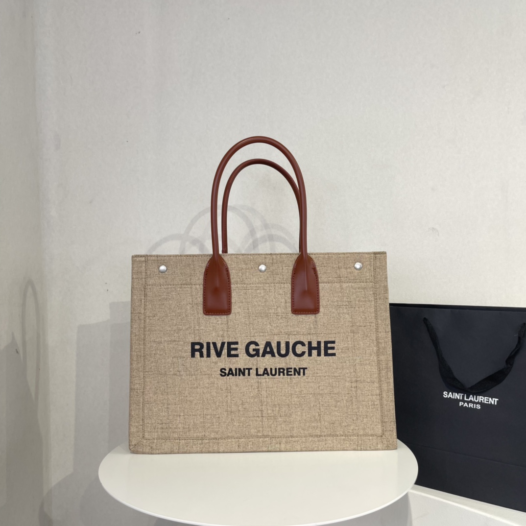 サンローラン Saint Laurent メンズ トートバッグ キャンバストート バッグ Rive Gauche Canvas Tote Bag Beige