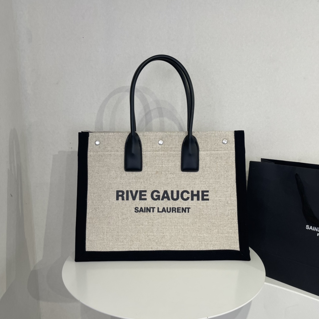 サンローラン Saint Laurent メンズ トートバッグ キャンバストート バッグ Rive Gauche Canvas Tote Bag Beige