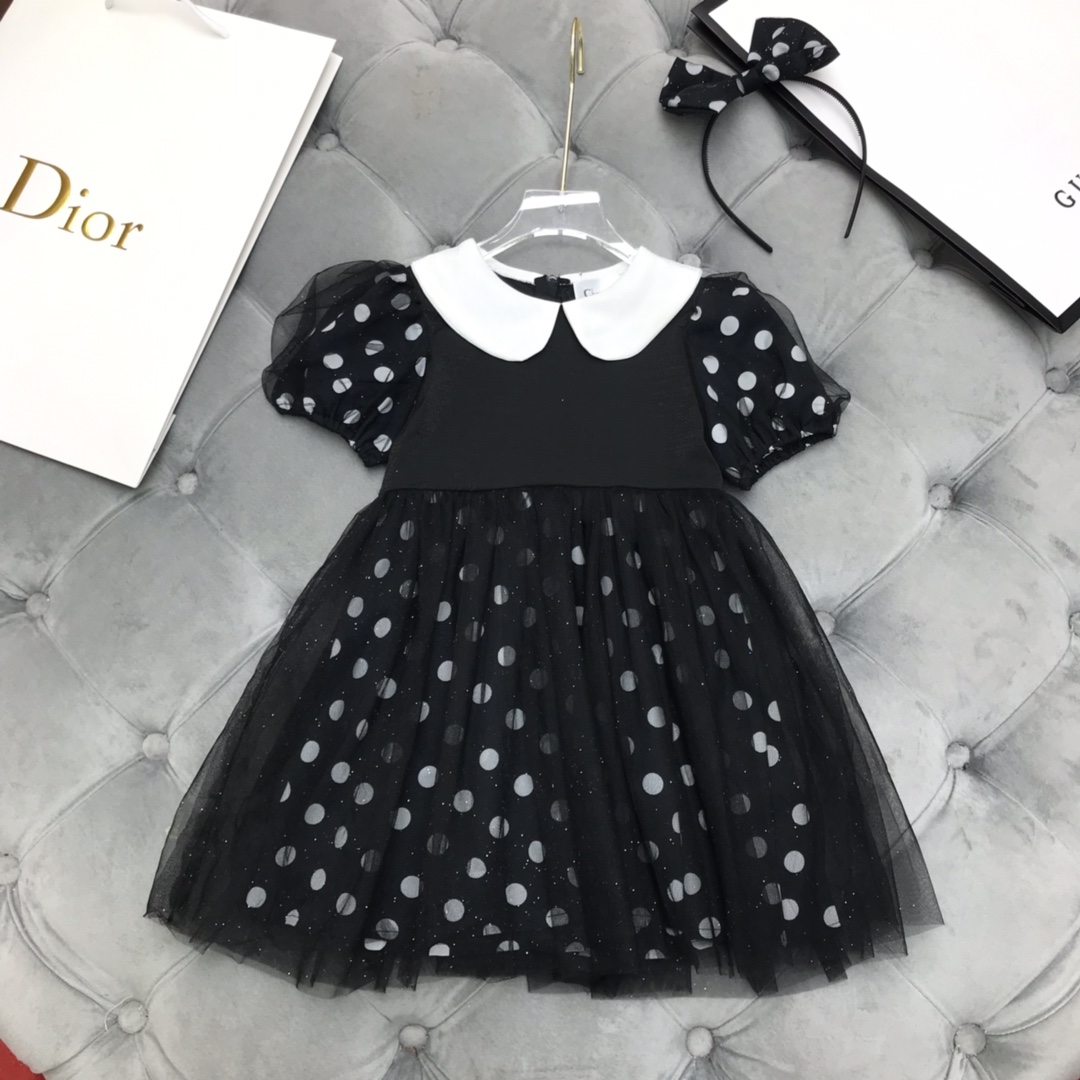 Dior 【ディオール】子供服　 ワンピース　ドット　ブラック　100-140cm