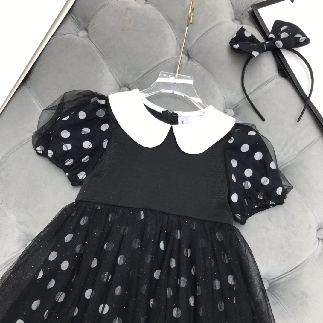 Dior 【ディオール】子供服　 ワンピース　ドット　ブラック　100-140cm